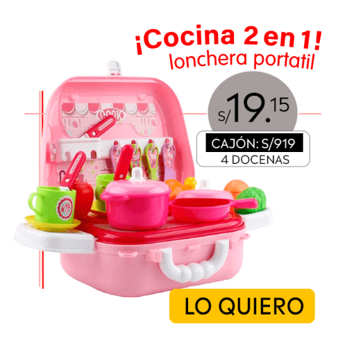 Cocina lonchera chef cooking 2 en 1 portátil para niña de 3 años a mas